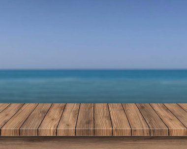 Deniz zeminli ahşap masa