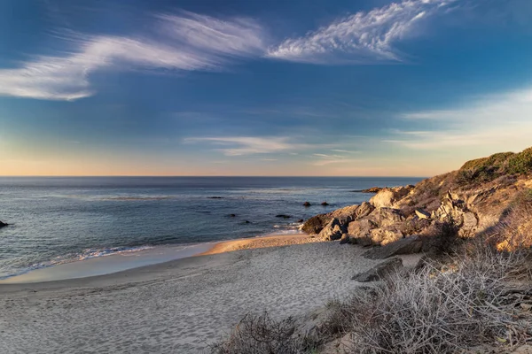 Sandy Beach Malibu California Early Morning Calm Pacific Ocean Distance — Stock Photo, Image