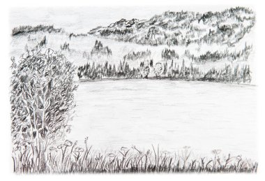 Yazın Alpler 'in Alman eteklerinde bir Bersee' nin grafiksel temsili.