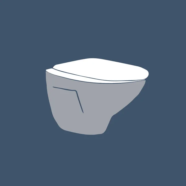 Білий Чистий Керамічний Унітаз Плоский Сучасний Домашній Туалет Крупним Планом — стоковий вектор