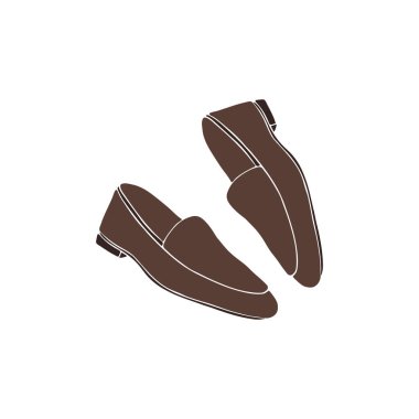 Beyaz arka planda izole edilmiş zarif ayakkabılar. Güncel ve resmi erkek ayakkabıları. Düz çizgi film renkli vektör çizimi.