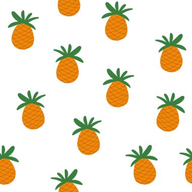 Sağlıklı konsept için sağlıklı vejetaryen diyeti. Ananaslı, renksiz desenli. Düz vektör illüstrasyonu