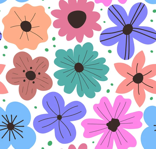 Renkli Çiçeklerle Kusursuz Bir Arka Plan Bebek Partisi Tebrik Kartı — Stok Vektör