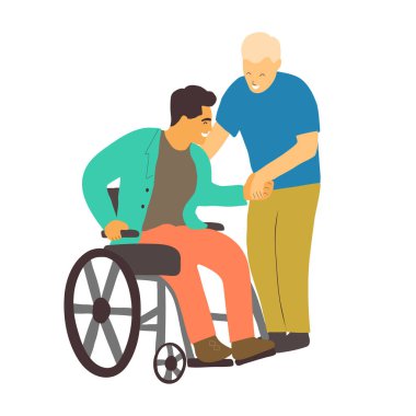 En iyi arkadaşlar birlikte zaman geçirir ve gülerler. Topluma dahil olma ve çeşitlilik kavramı. Vektör illüstrasyonu