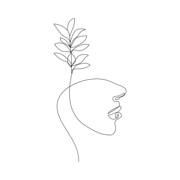 女の子の顔を持つファッションカード1行スタイル 女性優位様式化されたイラスト 現代的な印刷可能なデザイン ベクトル — ストックベクタ