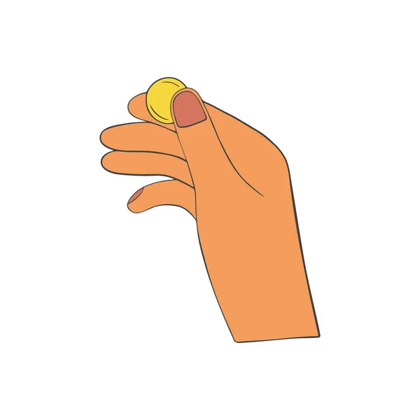 手を反転 チャンスのために指に変更のお金を投げ 頭や尾のゲーム 財政ボーナストリックコンセプト 白い背景に隔離されたフラットベクトルイラスト — ストックベクタ