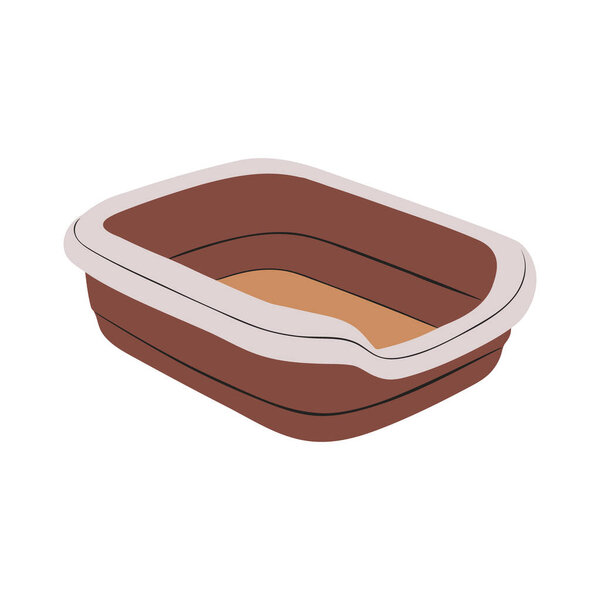 Cats goods and supplies. Pets toilet. Kittens accessories, stuff.  Flat vector illustration isolated on white background