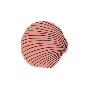 Deniz kabuğu, deniz tarağı. Deniz altı yumuşakçaları, vantilatör şeklinde midye. Su altı yumuşakçaları. Okyanus kabuğu. Düz vektör çizimi beyaz arkaplanda izole edildi