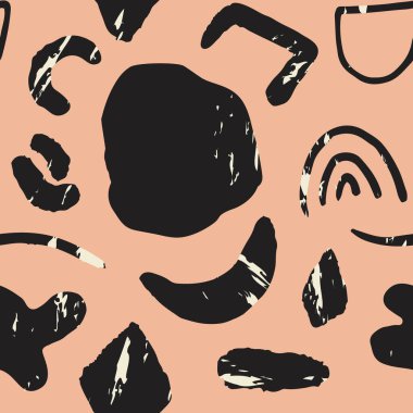 Kusursuz desenli, modaya uygun karalama tasarımı soyut şekilli. Modern minimalist sanat. Baskı ya da web tasarımı için düz yaratıcı tasarım. Vektör 