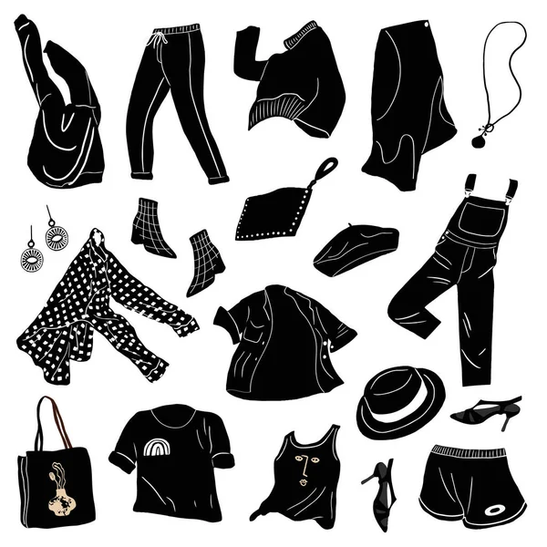 Mode Moderne Collection Vêtements Pour Femmes Vêtements Accessoires Féminins Décontractés — Image vectorielle