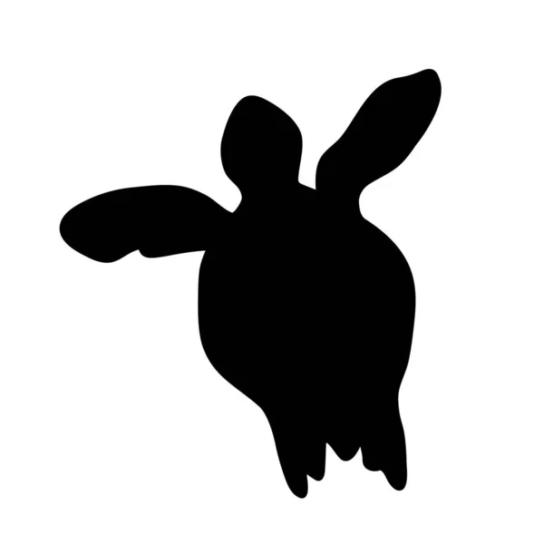Beyaz Arka Planda Izole Edilmiş Kaplumbağa Simgesi Deniz Kaplumbağasının Siyah — Stok Vektör