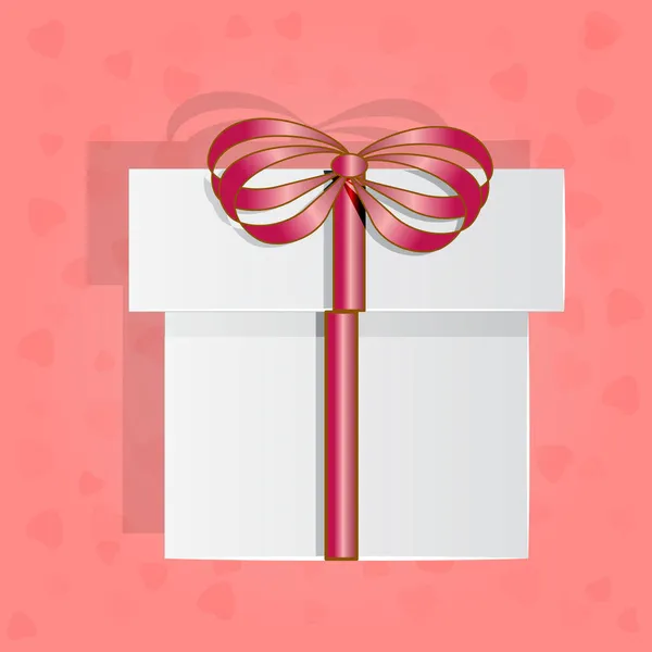 Coffret Cadeau Avec Arc Isolé Sur Fond Rose Boîte Cadeau — Image vectorielle