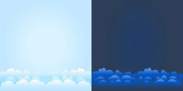 Day Night Sky Firmament Clouds Sunny Nighttime Heaven Day Night — Stock Vector