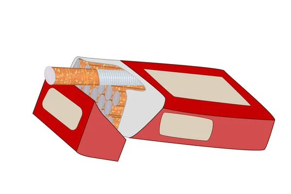Boîte Ouverte Cigarettes Isolées Sur Fond Blanc Ouvre Paquet Cigarettes — Image vectorielle