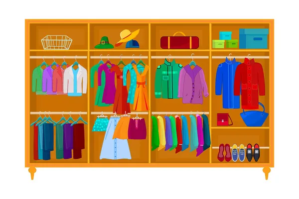 Inre Utrymme Garderob Eller Garderob Isolerad Vit Bakgrund Kläder Eller — Stock vektor
