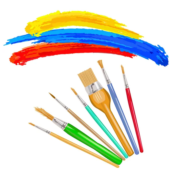 Art Paint Brushes Color Paint Isolated White Background Paintbrush Strokes — Stock vektor