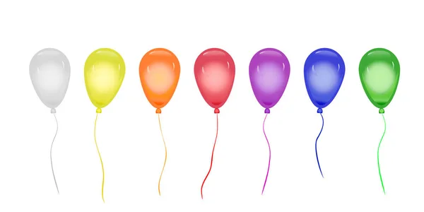 Balões Coloridos Isolados Sobre Fundo Branco Coleção Balão Hélio Branco — Vetor de Stock