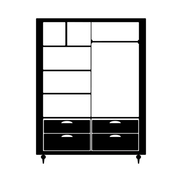 Ikona Skříně Izolovaná Bílém Pozadí Obrazovka Šatníku Jednoduchý Piktogram Nábytek — Stockový vektor