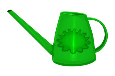 Su tenekesi beyaz arkaplanda izole edilmiş. Yeşil metal ya da kil sulama kutusu ya da esrar. Bahçecilik, bitki ve çiçek yetiştirmek için bahçe aletleri ya da tarımsal aletler. Mevsimlik bahçe aletleri ve envanter. Stok vektör illüstrasyonu