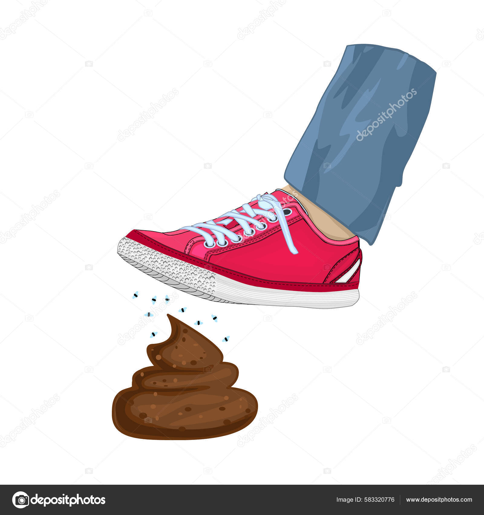 Man Foot Stepping Dog Poop Human Step Poo Men Foot Stock Vector Image