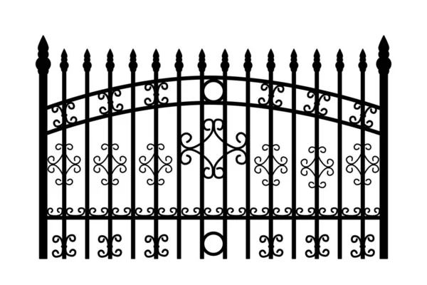 Decorative Cast Iron Wrought Fence Silhouette Artistic Forging Isolated White — Stock Vector