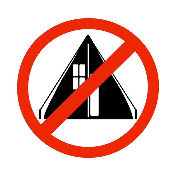 Aucun Signe Camping Isolé Sur Fond Blanc Tente Dans Cadre — Image vectorielle