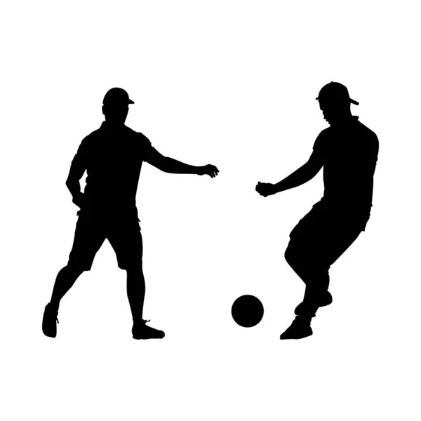 Soccer Player Icon Isolated White Background Two Soccer Players Black — Stock Vector