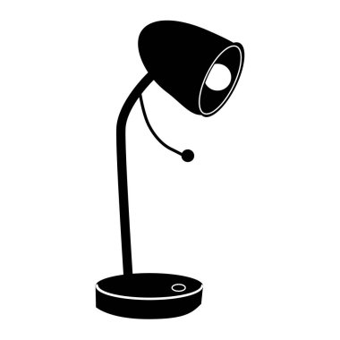 Table lamp isolated on white background. Night light icon. Bedroom lampshade silhouette. Room, home, hotel or office electricity object. Desk bulb sign. Lighting devices symbol. Electric interior furniture. Stock vector illustration