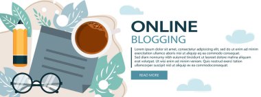 Blogculuk ve gazetecilik kavramı. Hikaye yazarım. Sohbet balonu ve kağıt içeren tablet. Düz vektör tasarımı