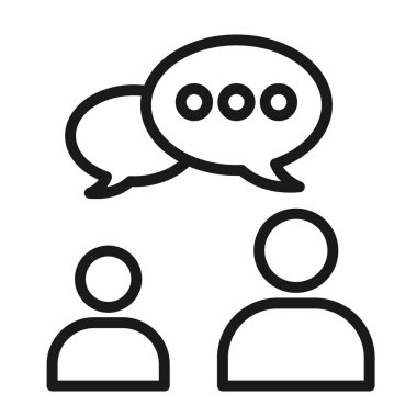 İki kişinin konuşması ya da iletişim hattı simgesi. Düz vektör illüstrasyonu