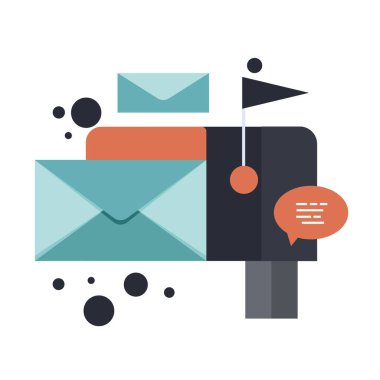 Beyaz arkaplanda izole edilmiş düz biçiminde zarf vektör simgesine sahip posta kutusu