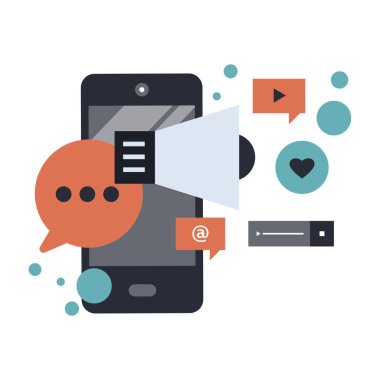 Dijital pazarlama, reklam ve tanıtım konsepti. Düz vektör illüstrasyonu.