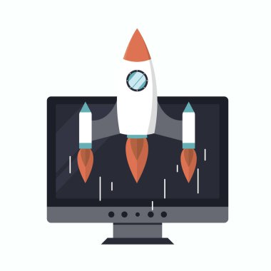 Yeni iş projesinin düz tasarım modern vektör illüstrasyon konsepti başlangıç gelişimi ve bir pazar üzerinde yeni bir yenilik ürünü başlatmak.