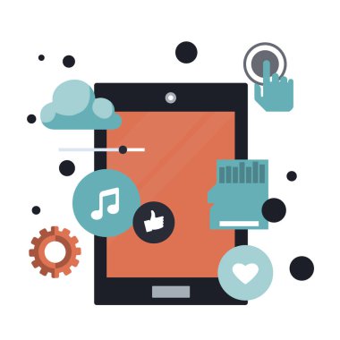 Mobil uygulama ve mobil uygulama geliştirme kavramı. Proje geliştirme ve iş fikirleri. Düz vektör illüstrasyonu.