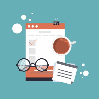 Yapılacaklar listesine bakıyorum. Düz vektör illüstrasyonu