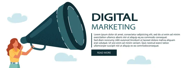 Digitales Marketing Werbung Und Förderung Flache Vektorabbildung — Stockvektor