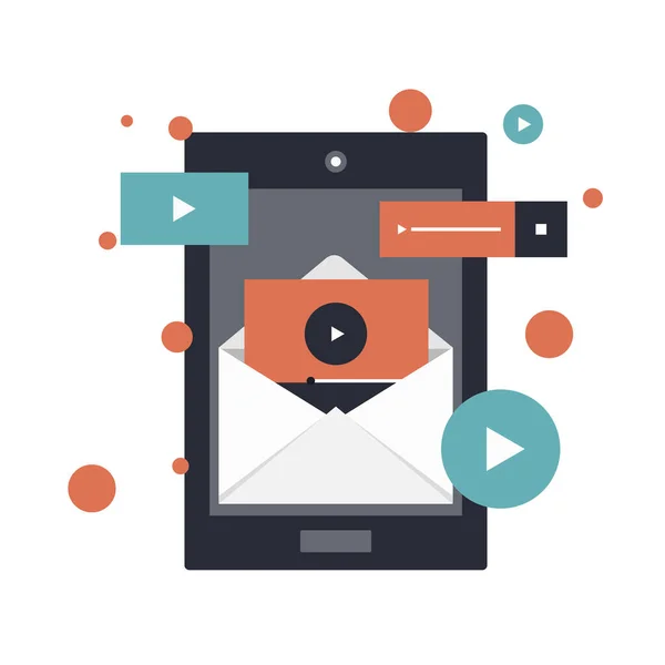 ウイルスのビデオマーケティングのウェブセミナー 平面ベクトルイラストレーター — ストックベクタ