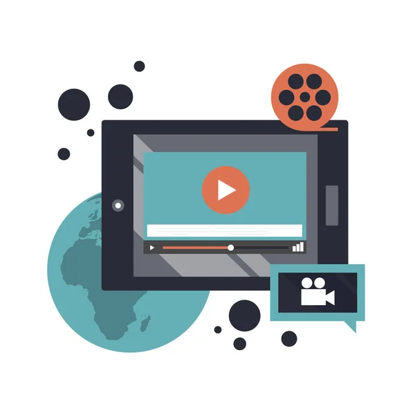 Seminario Web Publicidad Video Marketing Viral Ilustrador Vector Plano — Vector de stock