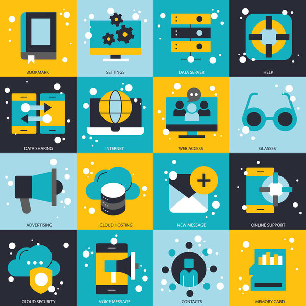 Business and technology icon set for website and mobile applications. Flat vector illustration