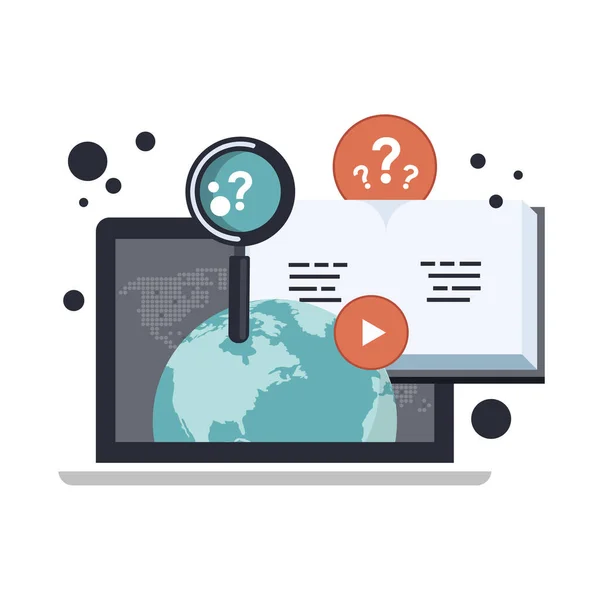 Bildung Ausbildung Online Tutorial Learning Konzept Laptop Mit Video Line — Stockvektor
