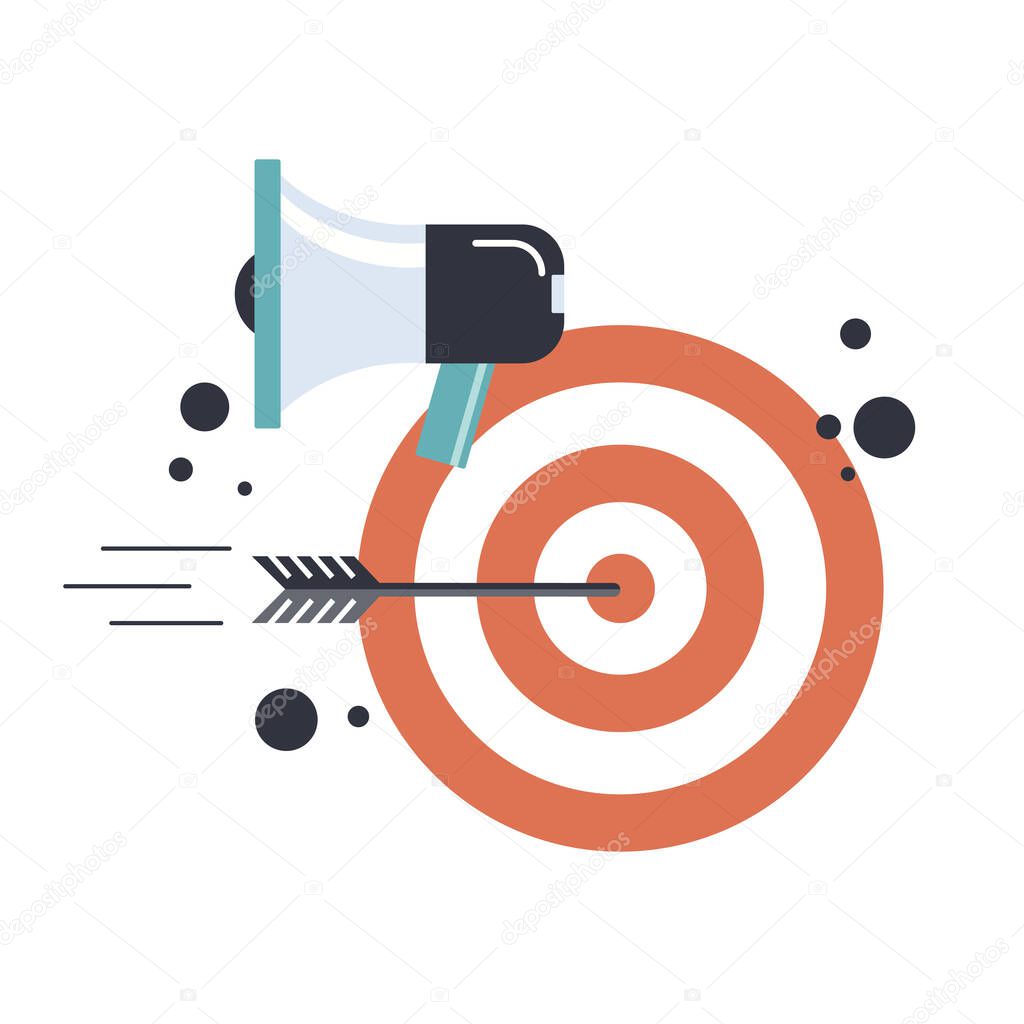 Strategy icon. Targeting and time management concept. Business mission concept. Flat vector illustration
