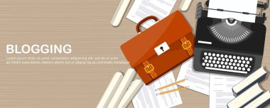 Blogculuk ve gazetecilik kavramı. Hikaye yazarım. Düz vektör tasarımı