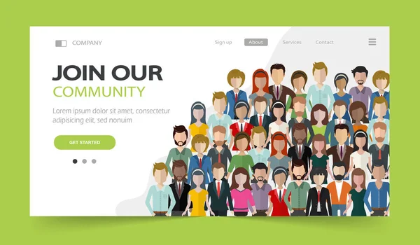 Únete Nuestra Comunidad Multitud Personas Unidas Como Una Empresa Comunidad — Vector de stock