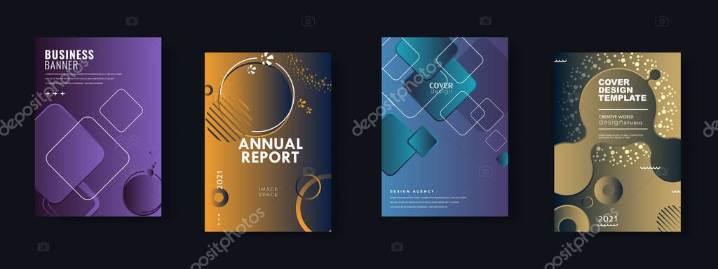 Set of brochure, annual report, flyer design templates. Vector illustrations for business presentation, business paper, corporate document cover and layout template designs