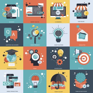 Web siteleri ve mobil uygulamalar için iş, teknoloji ve yönetim simgesi. Düz vektör illüstrasyonu