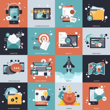 Web siteleri ve mobil uygulamalar için iş, teknoloji ve yönetim simgesi. Düz vektör illüstrasyonu