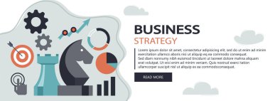 Strateji bayrağı. İnternet reklamcılığı web geliştirme, internet pazarlama stratejisi, danışmanlık ve grafik tasarım için düz tasarım simgeleri. Web ve mobil hizmetler vektör illüstrasyonu için simgeleri kavra.