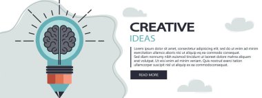Yaratıcı fikirlerin yaratılması. Yaratıcı süreç. Geliştirme, bitki ve yaratım, icat ve çözüm, yenilik ve keşif. Düz vektör çizimi. Web sitesi afişi