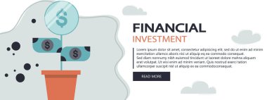 Finans Sigortası. Para Yatırımı. Para güvenliği. Düz vektör çizimi. Web sitesi afişi