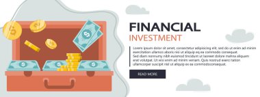 Finans Sigortası. Para Yatırımı. Para güvenliği. Düz vektör çizimi. Web sitesi afişi